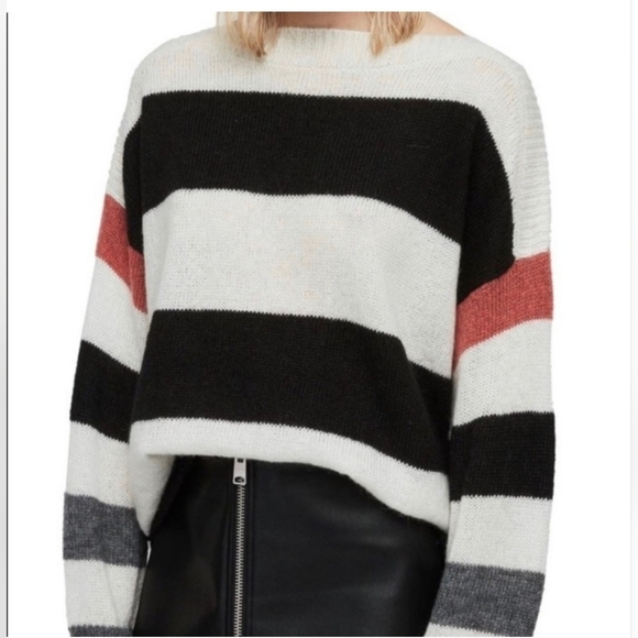 All Saints Suwa Jumper/Sweater Mohair Blend Oversized Striped Womens size M - Picture 7 of 7